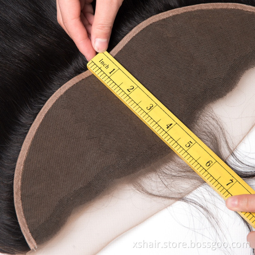 Straight frontal lace closure virgin human hair raw indian hair  ear to ear lace front closure